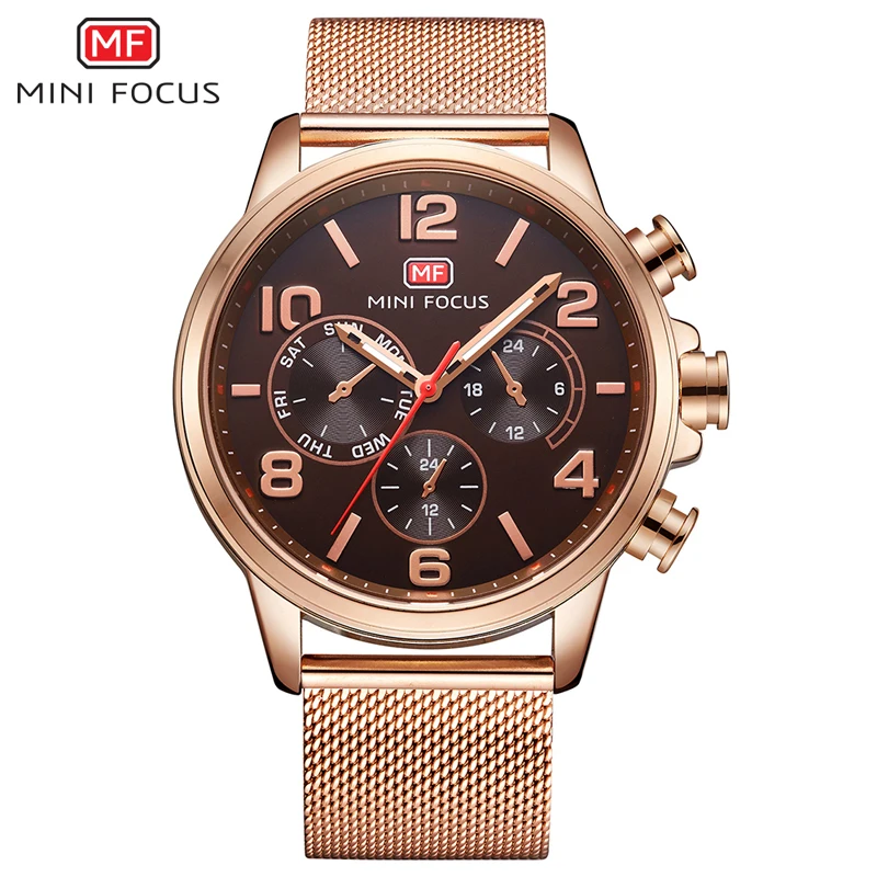 

Men Watches MINIFOCUS Fashion Sports Quartz Watch Men's Stainless Steel Mesh Band Waterproof Male Analog Clock Relogio Masculino
