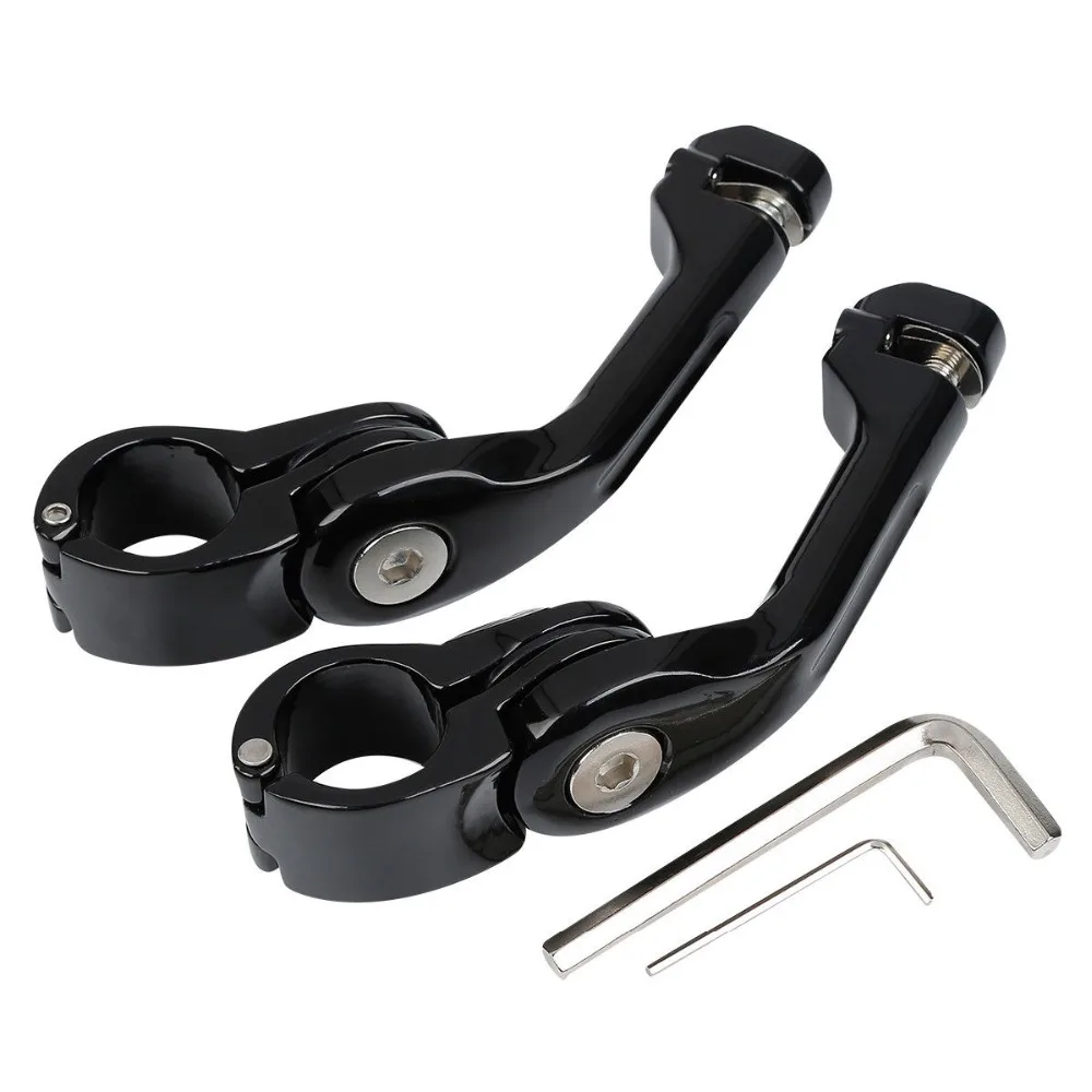 Motorcycle 1 1/4" 32mm Long Angled Adjustable Highway Peg Mount Kit For
