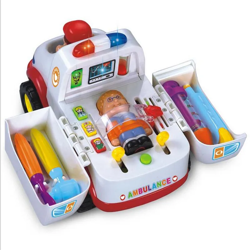 Ambulance Rescue Vehicle with Various Medical Equipment, Lights Music and Medical Sounds Driver and Patient Toy Set For Kids Children (6)