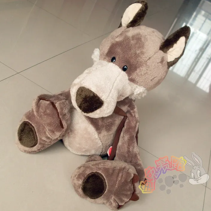 cute plush boy wolf font b toy b font stuffed brown school bag wolf doll gift