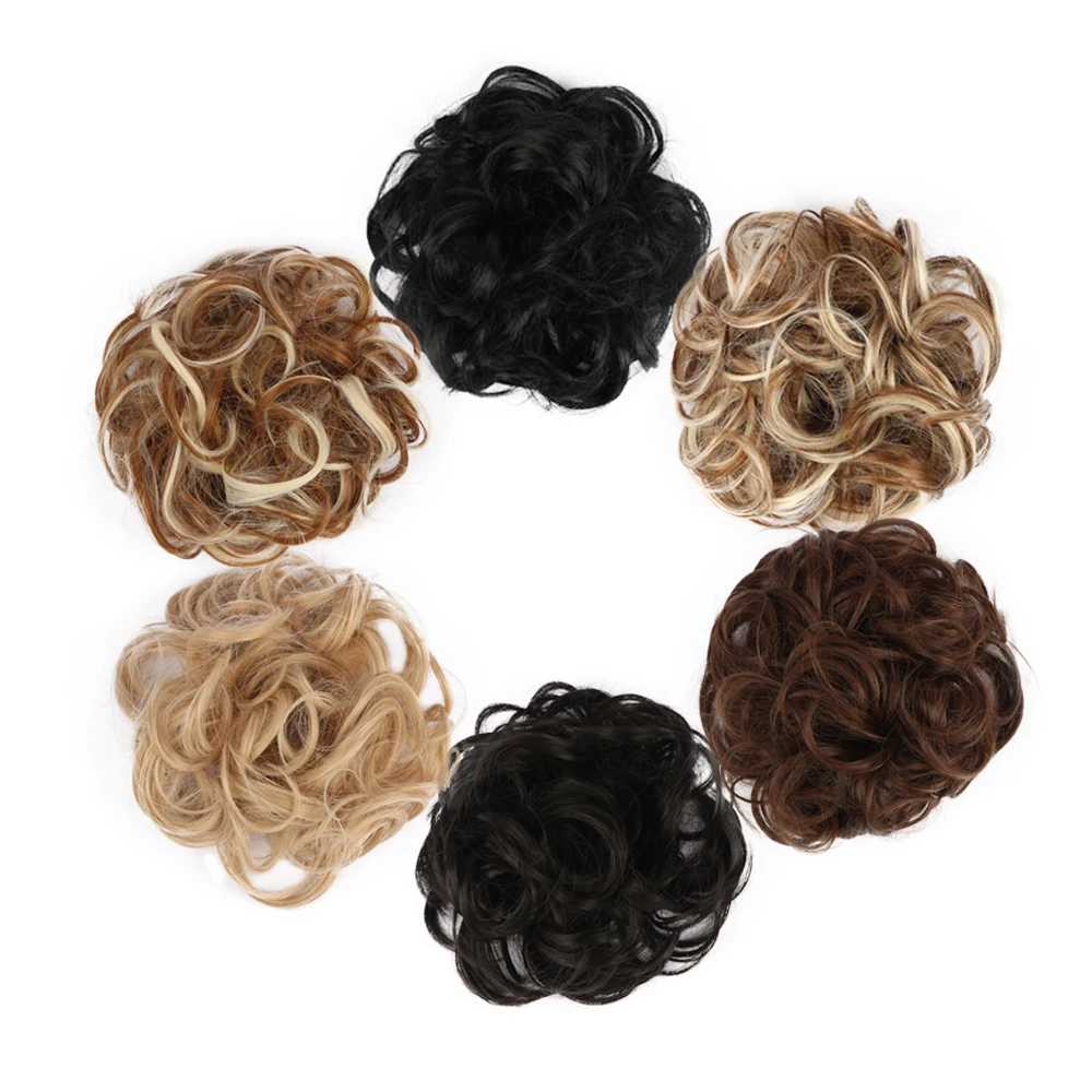 Chignon Hair Bun Hairpiece Curly Hair Scrunchie Extensions Blonde Brown Black Heat Resistant Synthetic Wig For Women Hair Pieces Chignon Hair Bun Hairpiece Curly Hair Scrunchie Extensions Blonde Brown Black Heat Resistant Synthetic Wig For Women Hair Pieces