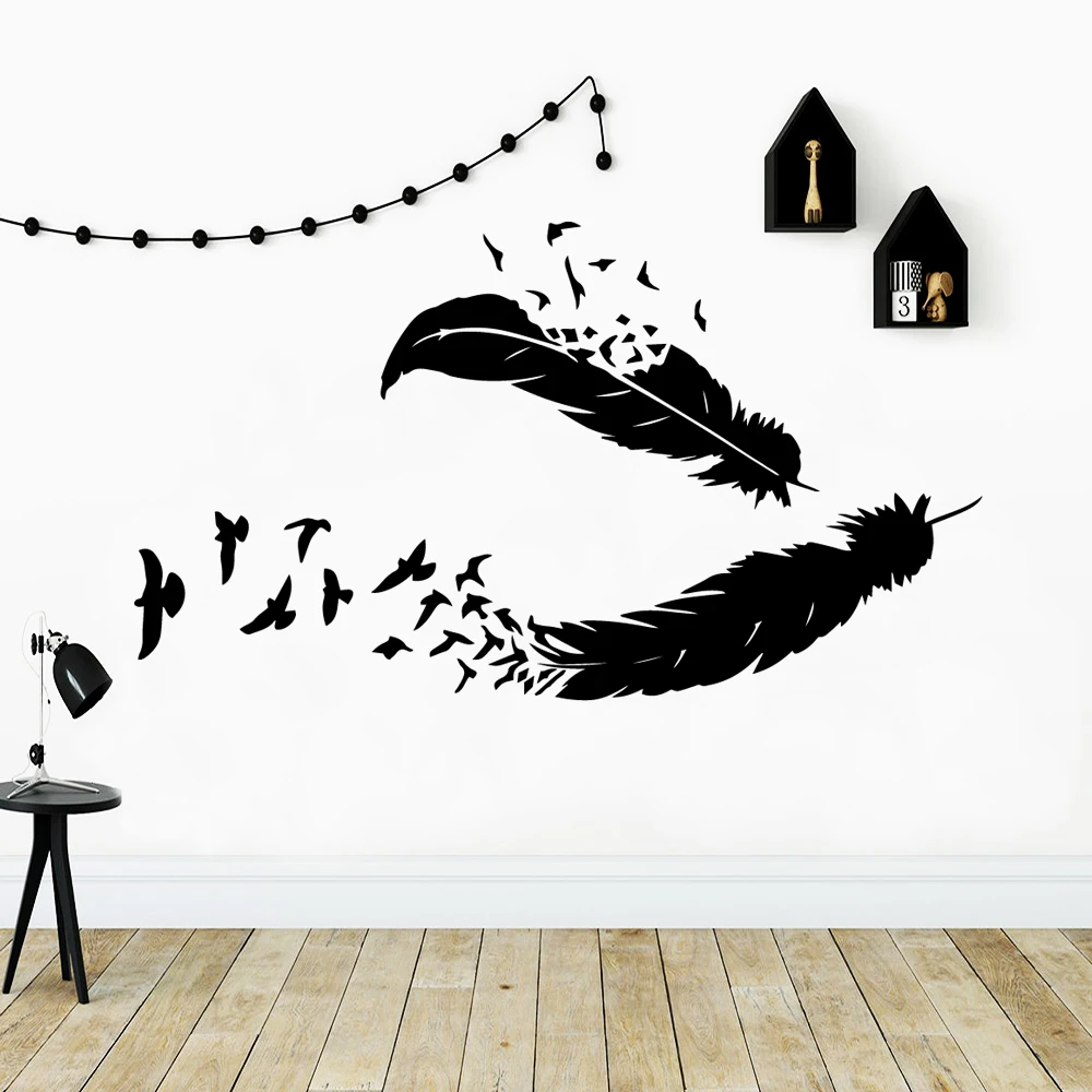 

Creative birds feather Home Decor Modern Acrylic Decoration For Baby Kids Rooms Decor Vinyl Decoration muursticker