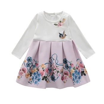 

Bongawan Baby Girl Long Sleeves Dress Cartoon Embroidery Flower Clothes for Girls Princess Style Dress Girls Costumes 18M-4T