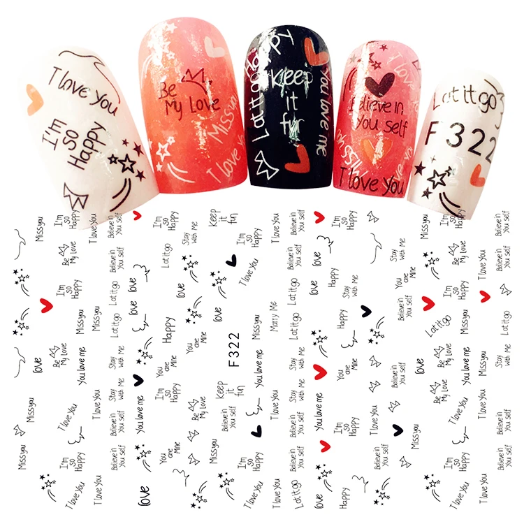 Розничная посылка, 3D самоклеющиеся наклейки для дизайна ногтей, Черная Корона, губы, галстук, наклейки s, наклейки для украшения ногтей
