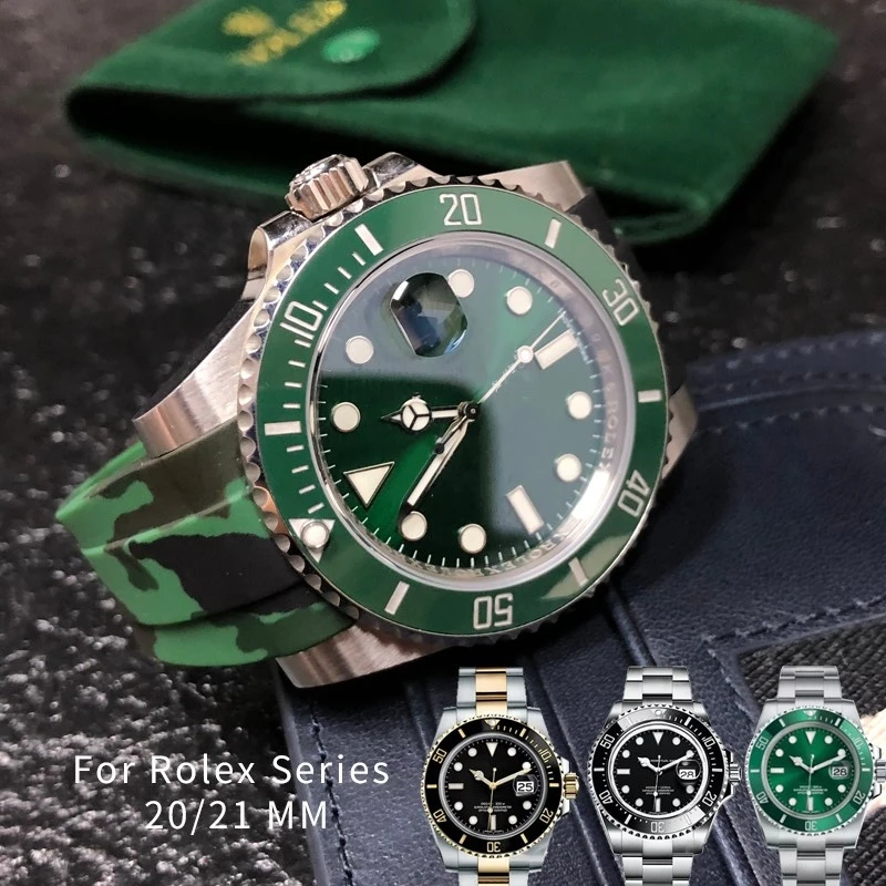 20mm 21mm Rubber Silicone Watchband Combination Buckle Watch Strap Fit for Role Daytona Submariner DEEPSEA GMT OYSTERFLEX Watch