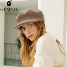 GEMVIE осенне-зимняя шапка, кашемировая шерстяная фетровая Кепка Newsboy для женщин, кепка Baker Boy, одноцветная женская теплая элегантная восьмиугольная кепка
