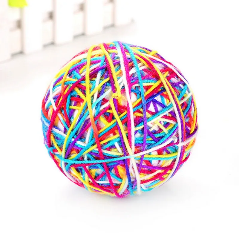 Pet Cat Rolling Ball Toys Colorful Wool Yarns Kittens Scratch Ball Toys for Exercising