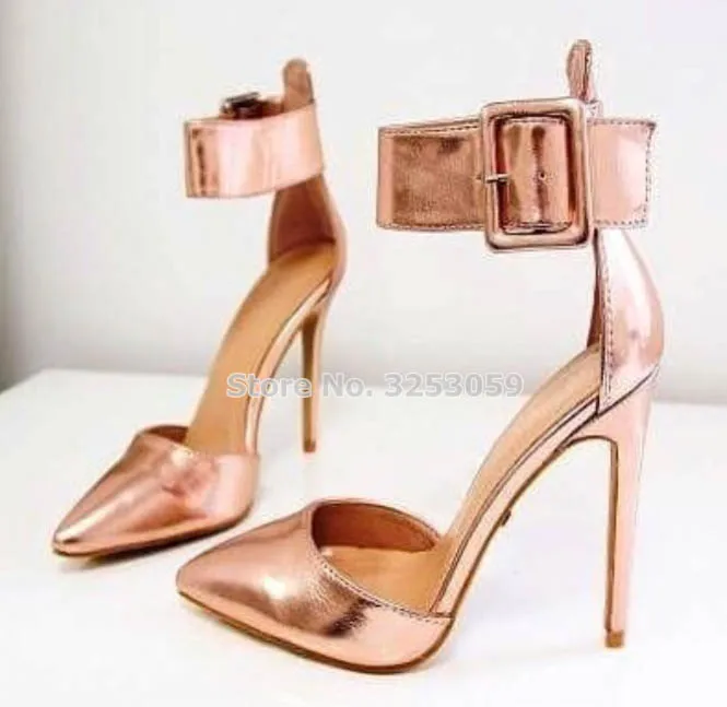 pointed toe rose gold heels