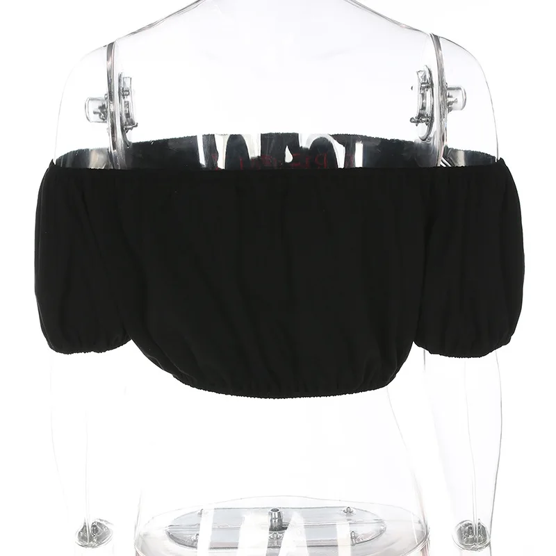 В стиле панк Рок Харадзюку укороченный топ Женская футболка с вышитыми буквами Твин Пикс BARDOT Топ черного цвета с вырезом лодочкой укороченные женские топы