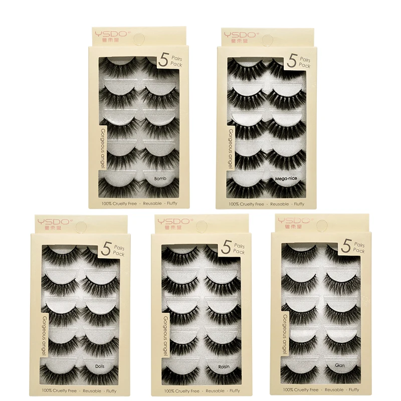

New 3d mink lashes 5 pairs eyelashes natural long false eyelashes hand made for makeup mink cilio faux cils 1cm-1.5cm false lash