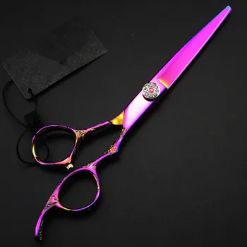 

Customize Japan 440c 6'' purple plum cut hair scissors cutting barber makas hair scissor thinning shears hairdressing scissors