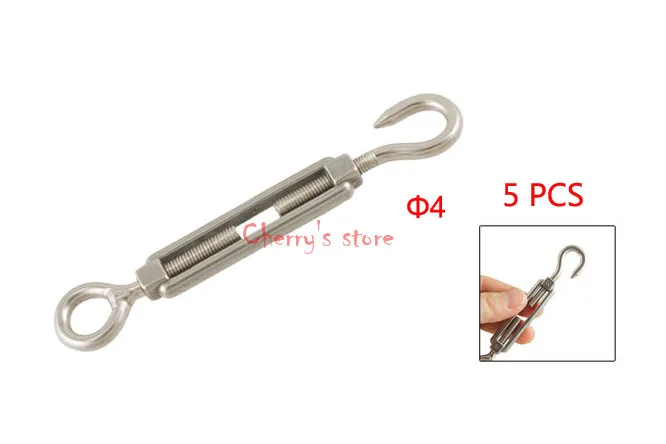 

5PCS Eye Hole End 4mm Threaded Rigging Hardware Die Cast Turnbuckle Hook