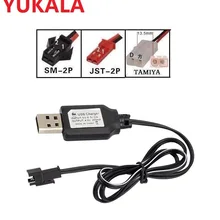 YUKALA 3,6 V 4,8 V 6,0 V 7,2 V 9,6 V Ni-CD/Ni-mh аккумуляторная батарея USB зарядное устройство/USB зарядный кабель с SM/JST/TAMIYA штекер 2 шт