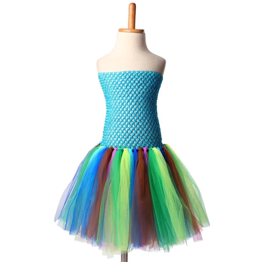 Keenomommy Peacock Feather Tutu Dress For Girls Turquoise Birthday Halloween Costume Kids Pageant Vestidos Baby Photo Props (6)