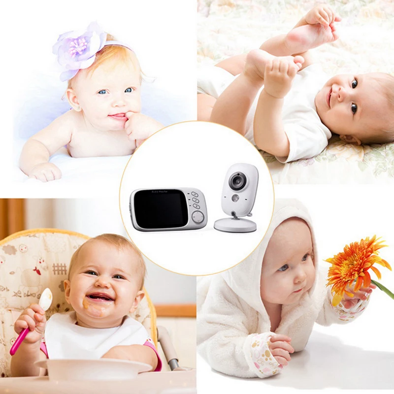 JUNEJOUR Детский Монитор 3,2 ''цветной ЖК-экран автоматический мониторинг температуры ночного видения двусторонний аудио беспроводной детский