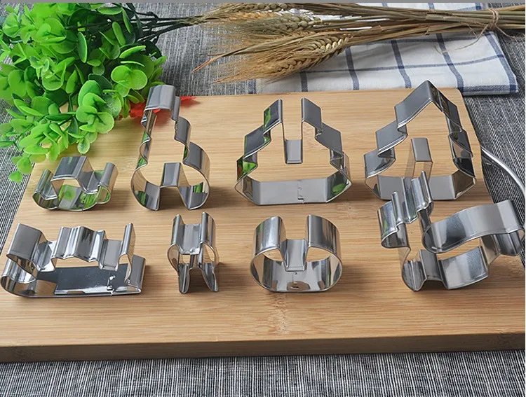 8 шт./компл. DIY нержавеющая сталь формы для выпечки 3D Рождественские формочки для печенья инструменты для украшения тортов из мастики