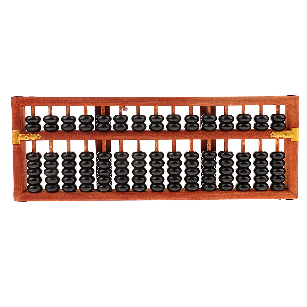15 Column Vintage Chinese Wooden Bead Arithmetic Abacus with Box for Adults Gift