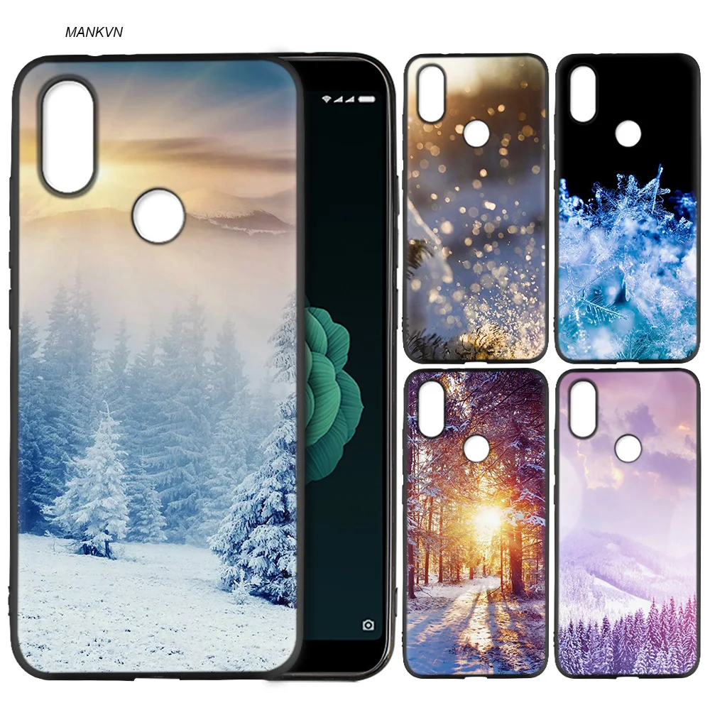 

Silicone Soft Case Cover for Xiaomi A2 Lite A1 Redmi S2 Note 5 Plus 6 6A 4 4X Pro Poco F1 Landscape Winter Light Snow
