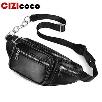 

Women / Men Waist Bag Belt Bag Waist Pack Pu Leather Chest Bag Vintage Shoulder White Chain Triangle Belt Money Purse