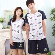 Брендовые летние парные пижамы женские пижамы hombre Masculino Lovers хлопковые Пижамные комплекты пижамы мужские пижамы домашние костюмы