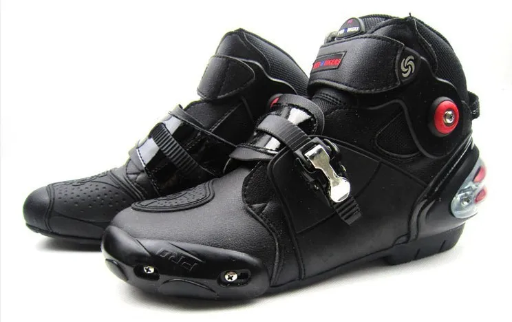Motorcycle Motocross Motorbike Racing Speed Leather Boots / Shoes Black Waterproof