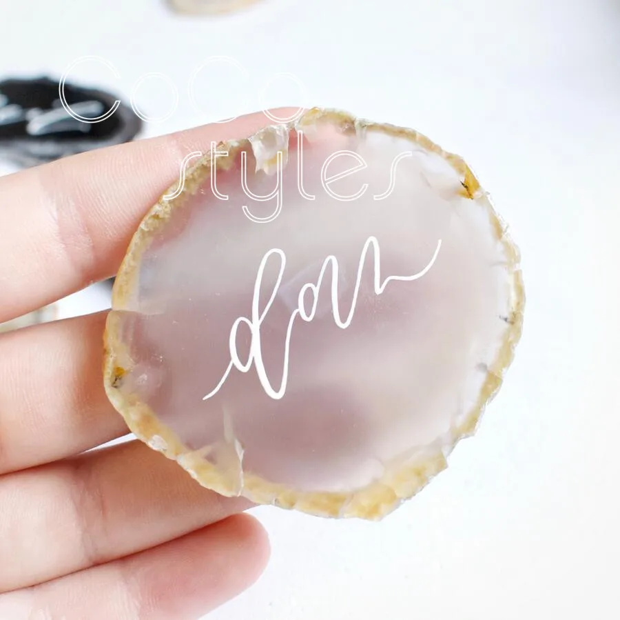 hand writing ivory white  marble place card