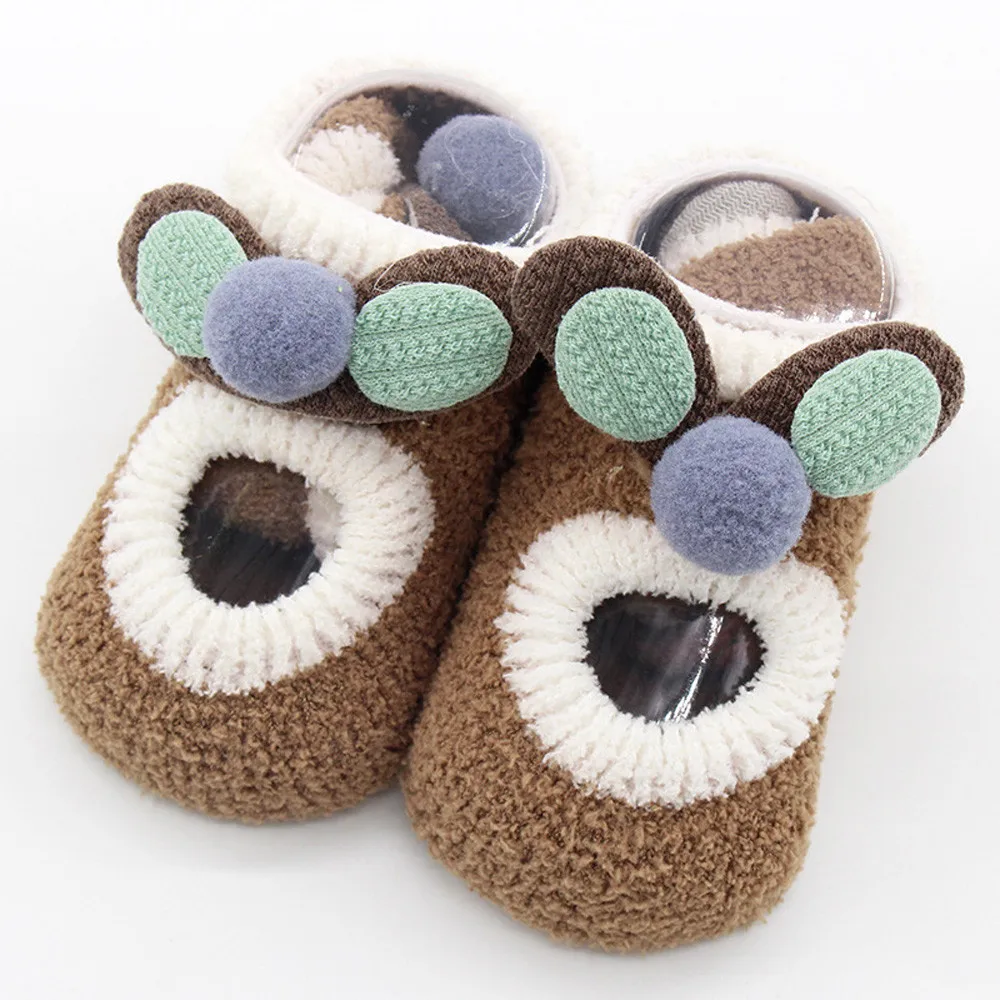 

Newborn Baby Boys Girls Floor socks Baby thick coral fleece cartoon ear non-slip floor socks children socks