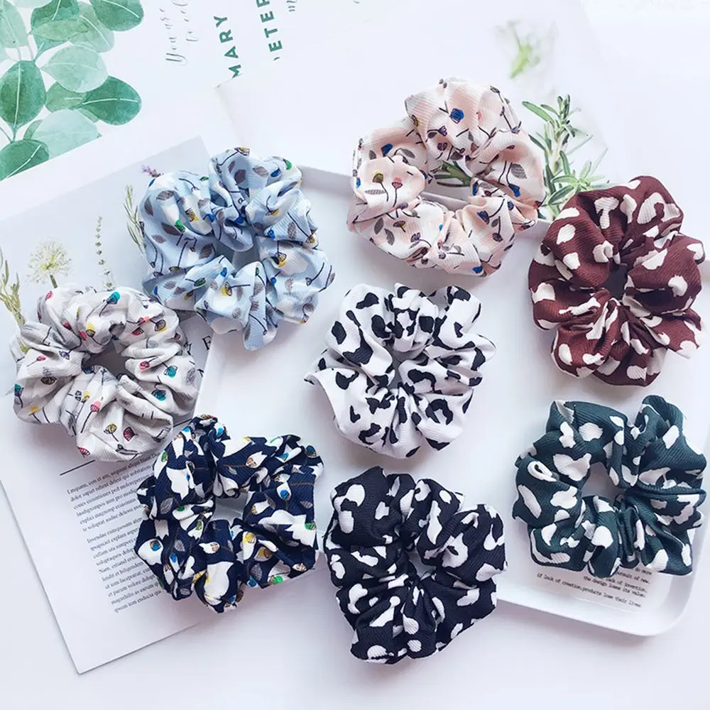 

New Fashion Flower Shape Elastic Scrunchie Hairband Ponytail Holder for Women Girls Leopard Tie Hair Ring Rope Hair Accessories