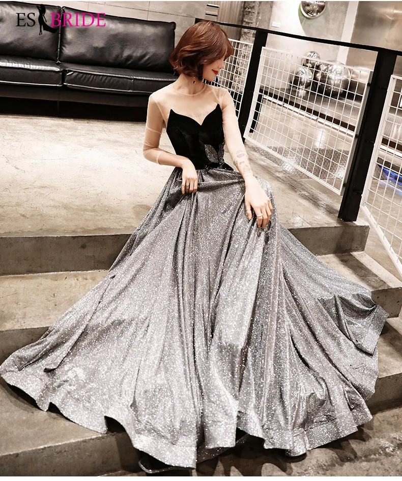 Sexy Strapless Evening Dress Long Black Starry Sky Special Occasion Dresses Backless Evening Dresses 2019 Black Gown ES2503