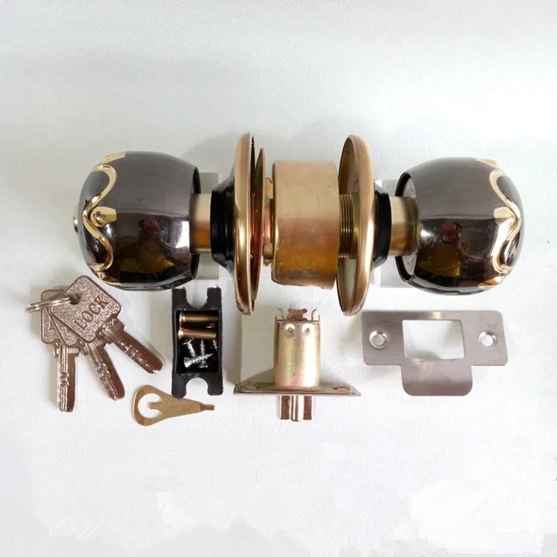 

High Security Door Knob Lock Stainless Steel Mechanical Door Knobs Black Gold Zinc Alloy Plating Ball Spherical Lock