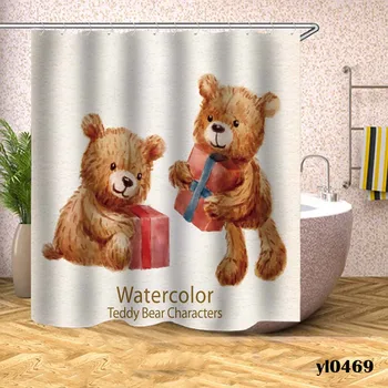 

Cartoon Bear Giraffe Waterproof Shower Curtains Bath Curtain For Bathroom Bathtub Large Wide Bathing Cover Modern Rideau De Bain