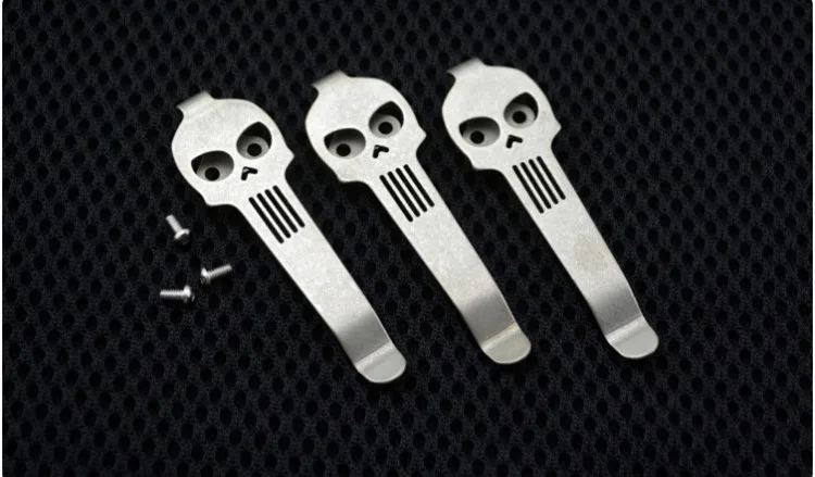 Hotselling Pocket Clip For Knife DIY Skull EDC Knife Material TC4 Titanium alloy Knife Clip belt flashlight K sheath Pocket Clip