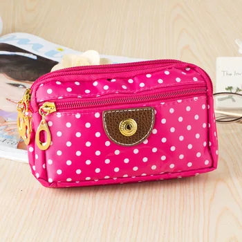 

2018 New Famous Designer Women Wallets Nylon Printing dot Cute Wallet Lady Casual Zipper Clutch Cheap Dollar Price