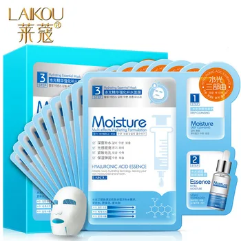 

10 tablets LAIKOU 3 IN 1 Hyaluronic Acid Facial Mask Deep Cleansing Moisturizing Shrink Pores Whitening Brighten Wrapped Mask