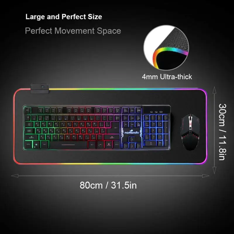 

RGB 7 Colorful Luminous Mousepad Gaming LED Lighting Mouse Mat for PC Laptop Desktop Notebook Accessories