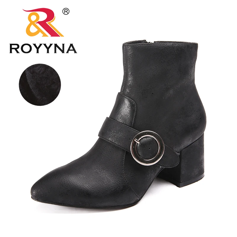 

ROYYNA New Fashion Style Women Boots Metal Decoration Women Winter Shoes Zipper Lady Ankle Boots Comfortable Fast Free Shipping