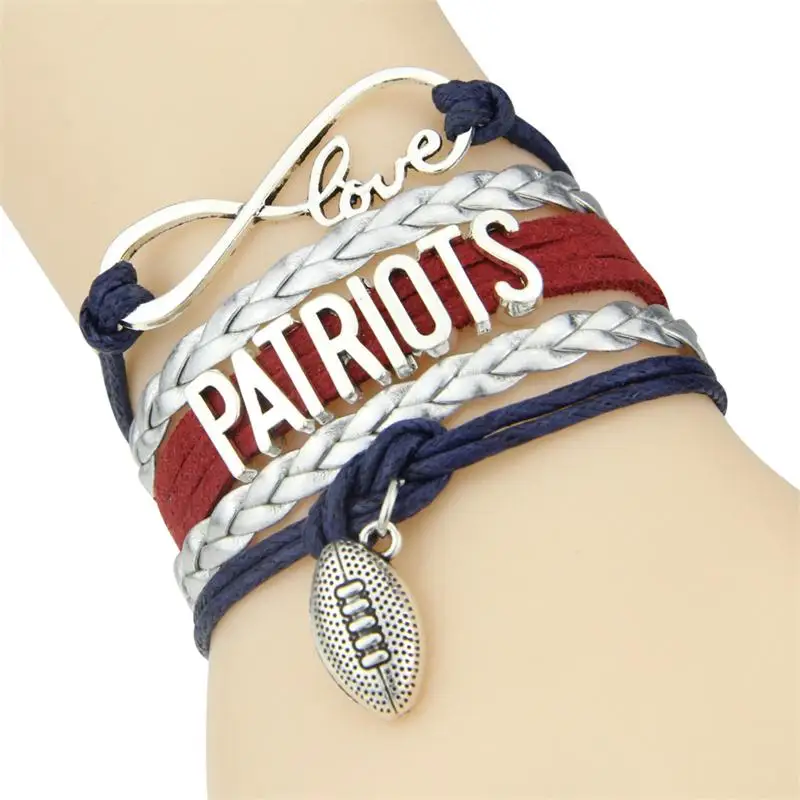 Infinity Love New England Patriots Bracelet Football Team Bow Charm Infinity Love New England Patriots Bracelet Football Team Bow Charm Bangles Sport Women Men Jewelry Drop Shipping In Id Bracelets From