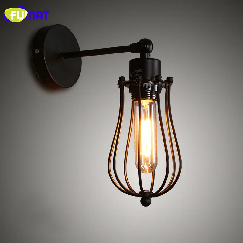 

FUMAT Loft Lamp Cage Wall Lamps Industrial Retro Wall Sconces Kitchen Bar Bedroom Bedside Lamp Vintage Bathroom Sconces