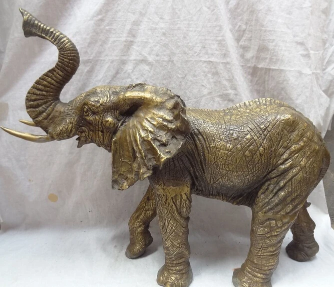 

JP S0608 25" Chinese Bronze Decoration FengShui Ferae Naturae Elephant Statue Sculpture