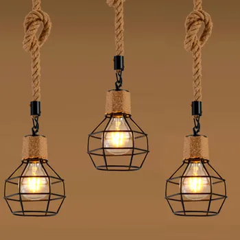 

Hemp Rope Pendant Lights Vintage Loft Industrial Hanging Lamp for Living Room Home Light Fixtures Decor Luminaire