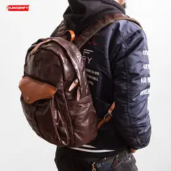 Новый первый слой растительного дубления кожаный мужской рюкзак мужской ретро сумка мягкая натуральная кожа винтажные дорожные рюкзаки