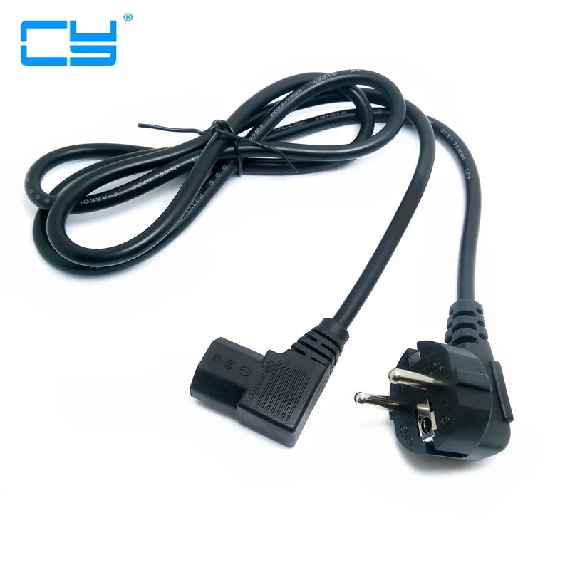 Cabo de Alimentação para pc 1.5m 5ft C13 Chaleira Iec 90 Ângulo Direito Europeu Pinos Redondo Ficha ac eu 150cm pc