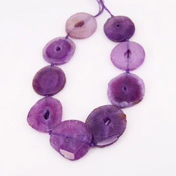 

Big Stones Loose Beads,Purple Agates Faceted Slab Bead Pendants,Natural Dragon Veins Gems Drilled Cut Slice for Necklace Jewelry