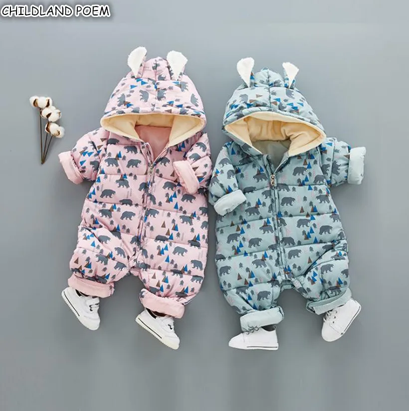 

Winter Baby Clothes Hooded Baby Rompers Duck Down Girl Romper Newborn Baby Jumpsuit For Boy Windproof Baby Snowsuit Outerwear