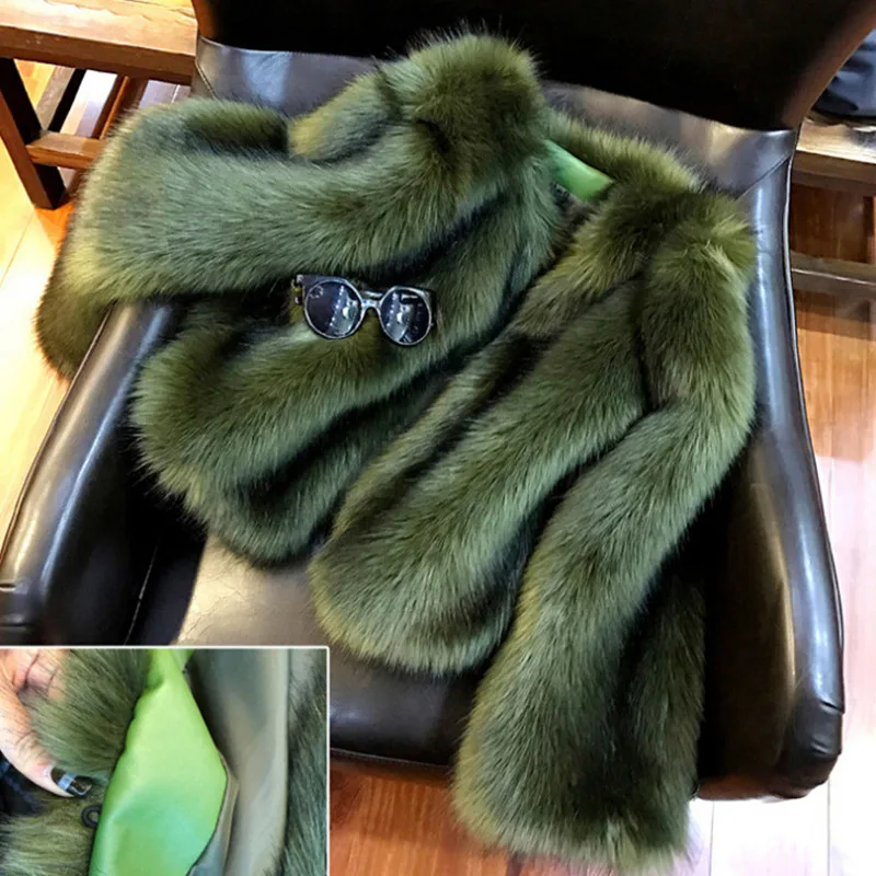 

Furry Fur Coat Women Fluffy Warm Long Sleeve Outerwear New Autumn Winter Faux Fox Fur Coat Jacket Hairy Overcoat fourrure femme