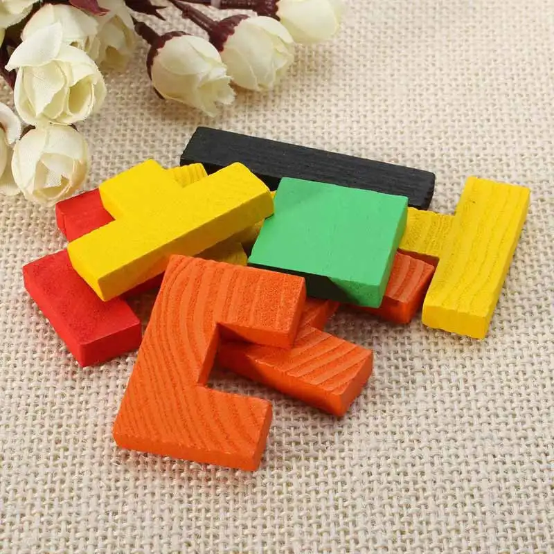 Детские деревянные пазлы игрушки красочные Tangram головоломки для мозга