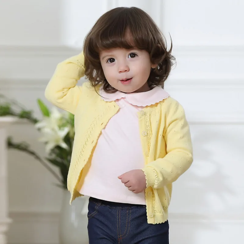 Spring Fashion Kids Cardigan Coat Girl Sweaters Candy-colored 100% Cotton Baby Girls Single-breasted Jacket Children Outer Wear