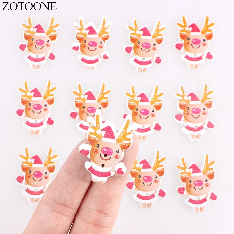 

ZOTOONE DIY Handmade Wooden Christmas Buttons For Clothing Crafts and Scrapbooking Accessories Sewing Wood Button Snap Scrapbook