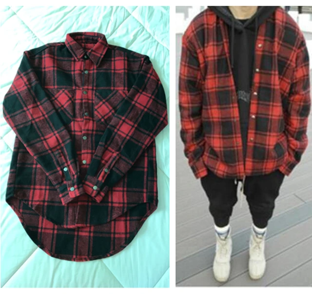 Otoño invierno gruesa Franela camisa A Cuadros de manga