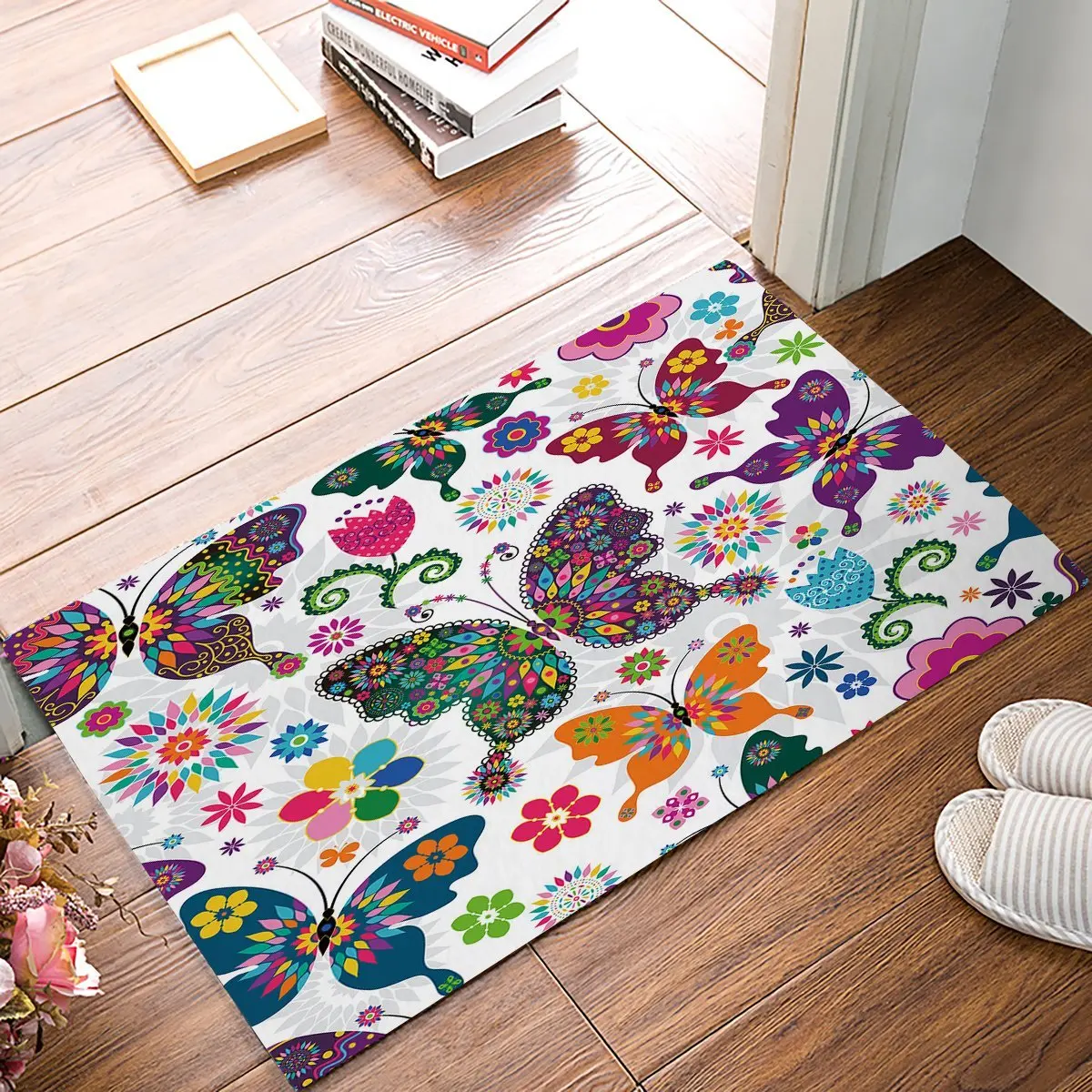 Multicolor Butterfly Flower Door Mats Indoor Kitchen Floor